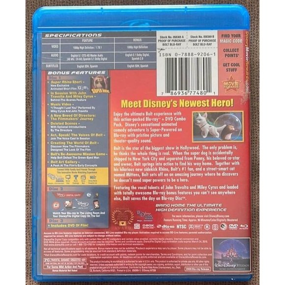 Bolt (Three-Disc Edition w/ Standard DVD Blu-ray) - No Digital Guarantee - Picture 2 of 8